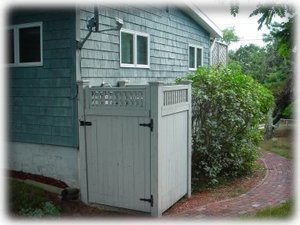 Enclosed outdoor shower for after the beach
