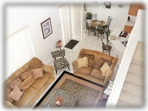 View of family room & breakfast nook from stairway