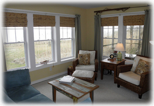 Newly recarpeted living room with views!