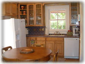 Fridge, dishwasher, microwave, toaster oven, barbque grill on veranda