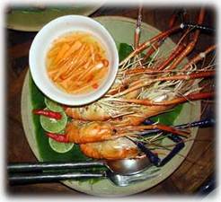 Freshly caught & barbecued prawns