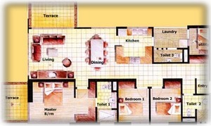 The floor plan for the apartment. Very spacious.