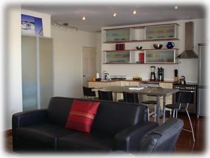 Open floor plan living and dining area