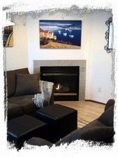 Living Area with Gas Fireplace & Pergo Flooring