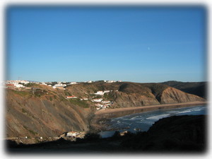 Town, beach and house in the background