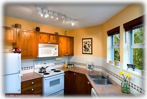 Bright Cooking Area With Mountain Views