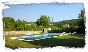 Extensive lawned garden with private swimming pool