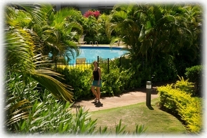 Lanai view of 1 of 2 Wailea Ekolu Pools (next to condo)