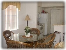 Light and bright dining area and kitchen