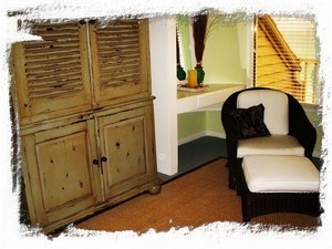 Seating area with view in the master bedroom.