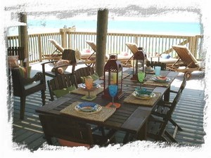Dining on the beach level deck.