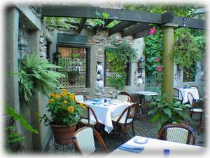 For a special night out, try the romantic courtyard at Zoubi in New Hope.