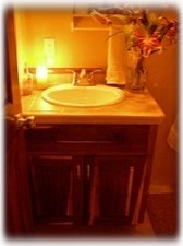 Bathroom, custom tile, hickory & walnut