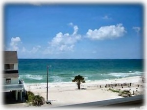 The beach view from the upper deck.