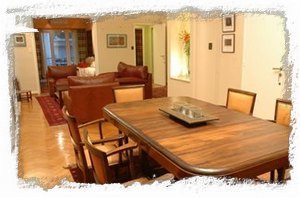 Antique Dining Room Table and chairs...herringbone oak floors