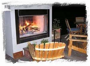 Outside Deck with a Woodburning Fireplace