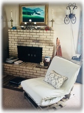 Living room fireplace : Ikea grand Kulla futon sleeps on every