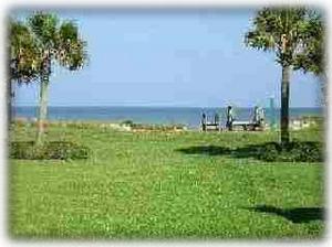 This is the short walk to the beach, no road to cross, just grass and boardwalk