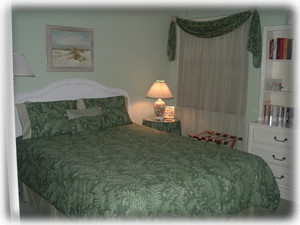 Downstairs bedroom with queen bed