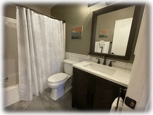 Renovated upstairs bathroom with tub/shower combo