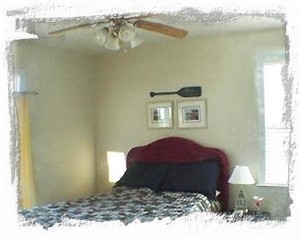 Main Level Bedrooom withQueen bed, Private Full Bath, Access to Deck