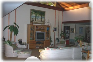 Comfortable and Tropically decorated Great Room. 