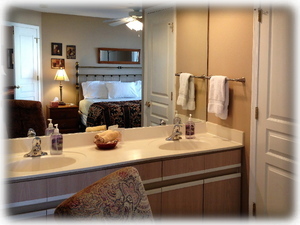 Your master bedroom has a dual vanity.