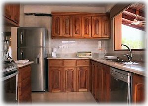 Complete modern kitchen with doublewide window