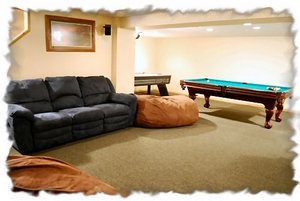 Game room with home movie theater