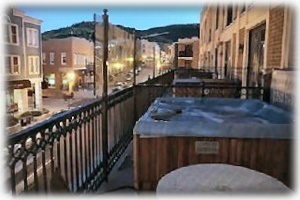 View from hot tub on balcony at sunset