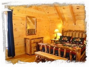 Loft Master Bedroom with beautiful log furniture