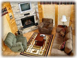 Living Room Beautiful Stacked Stone Fireplace,