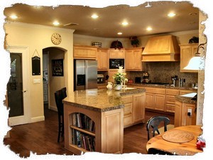 Modern Kitchen Features Granite Tile and Maple Cabinets