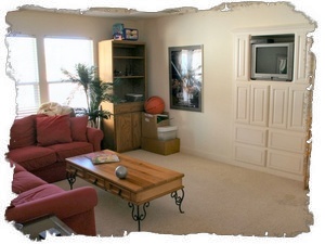 Upstairs Game Room with Built-In Storage