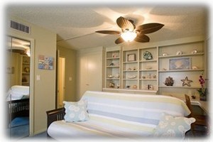 Bedroom 3 with library and futon/full size bed