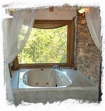 Enjoy a hot bath in this 8 jett Garden Tub with a beautiful view of the backside