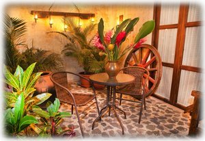 The outside patio will allow you to enjoy the views of the volcano. 