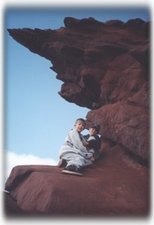 Climbing on the sandstone cliffs