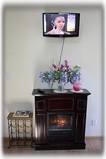 Hyannisport cottage rental - Dining Room TV/Computer Monitor and Fireplace