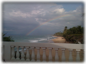 Rainbow and views of Sandy Beach from the terrace