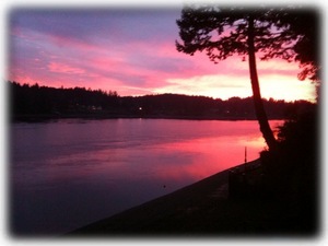 Breathtaking sunrise from Agate Beach House beach