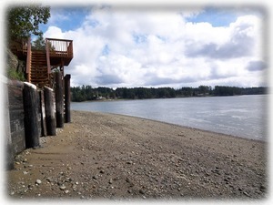 Beach on peaceful Hammersley inlet (also shown are stairs to yard - about 40)