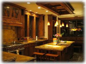 Gourmet Kitchen lit for evening entertaining