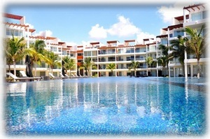 Beautiful long pool as part of the condo complex The Elements