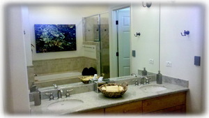 Luxurious ensuite with jacuzzi tub, walk in shower