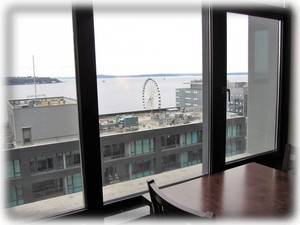 Dining table with water views