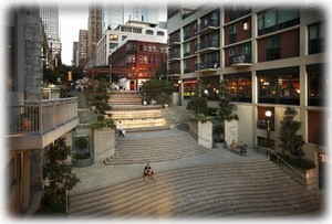 The "Harbor Steps" run between the 4 towers of Harbor Steps complex