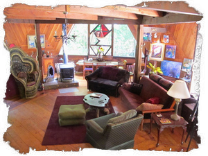 View of living room from landing