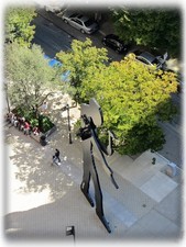 View of Seattle Art Museums' 50 ft tall iconic Hammering Man from the unit