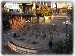 The Harbor Steps run between the Harbor Steps towers